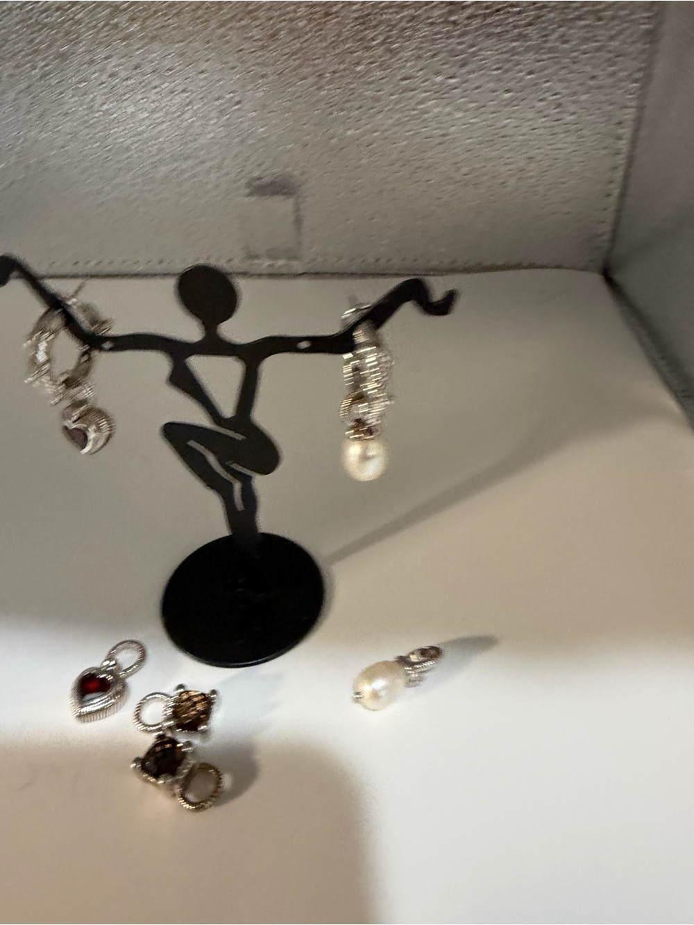 Vintage Judith Ripka interchange Sterling Silver Pearl Drop Earrings